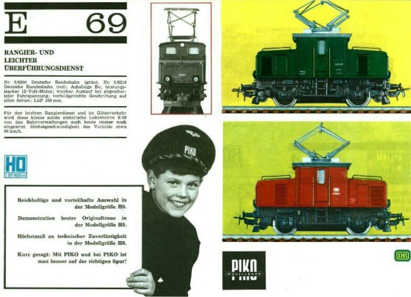 E69 locomotive in the 1970 PIKO brochure
